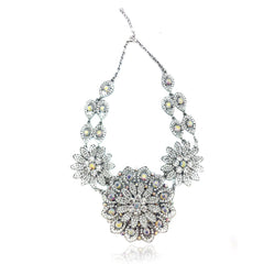 Crystal Large Sparkly Euphoria Necklace Silver