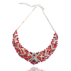 Crystal Ruby Red Statement Necklace and Earrings Set