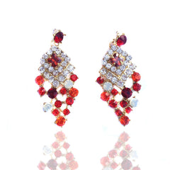 Crystal Ruby Red Statement Necklace and Earrings Set